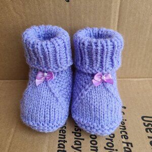 Cute Baby Booties Knit Baby Boots Baby Shower Booties Lilac Size 6-9 Months